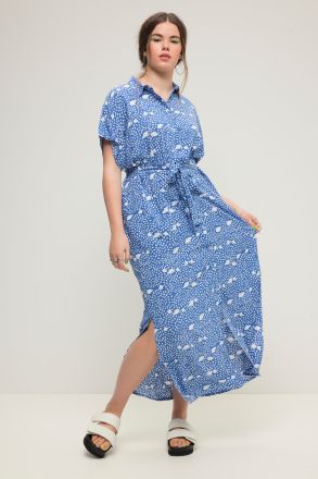 Abstract Floral Short Sleeve Maxi Dress