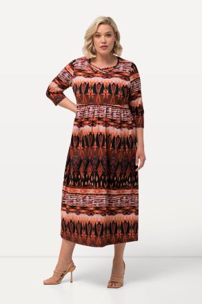 Ethnic Print Knit Empire A-line Pocket Dress
