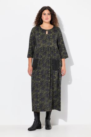 Mix Print Pocket Empire Knit A-line Pocket Dress