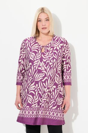 Two Color Border Print Stretch Knit Tunic