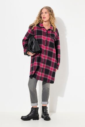 Plaid Button-Down Long Sleeve Shirt Dress