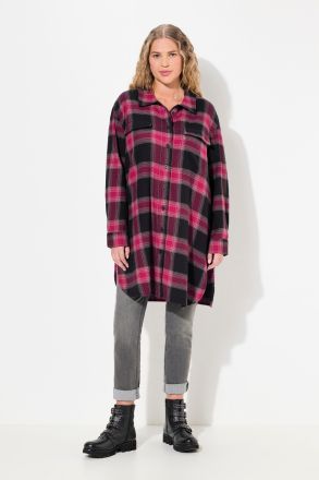 Plaid Button-Down Long Sleeve Shirt Dress