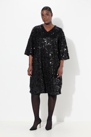 Fringed Sequined Short Sleeve Dress