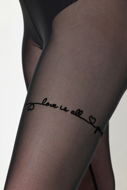 Flocked Love Tattoo Illusion Stockings