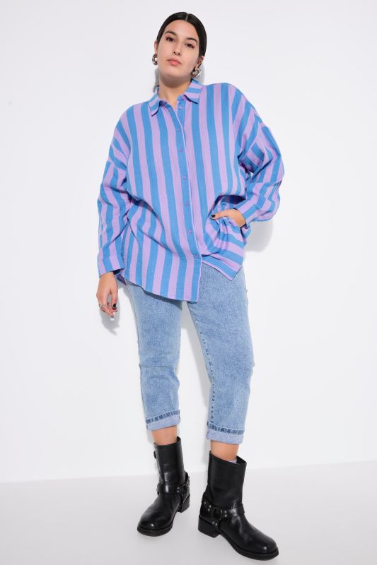 shirt blouse, oversized, muslin, stripes, long sleeve