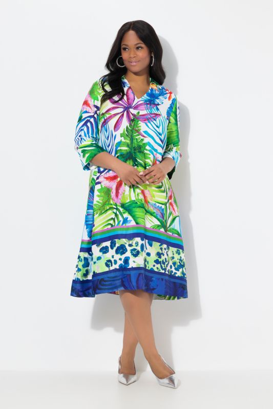 Satin Leaf Print Dress