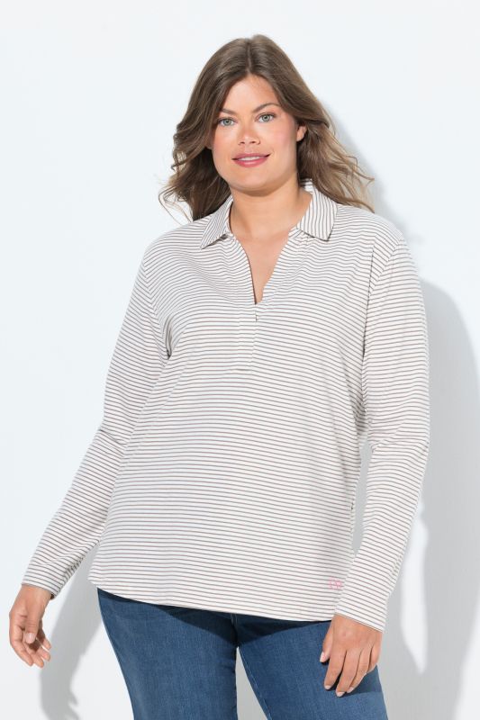 Блуза с райета и поло яка