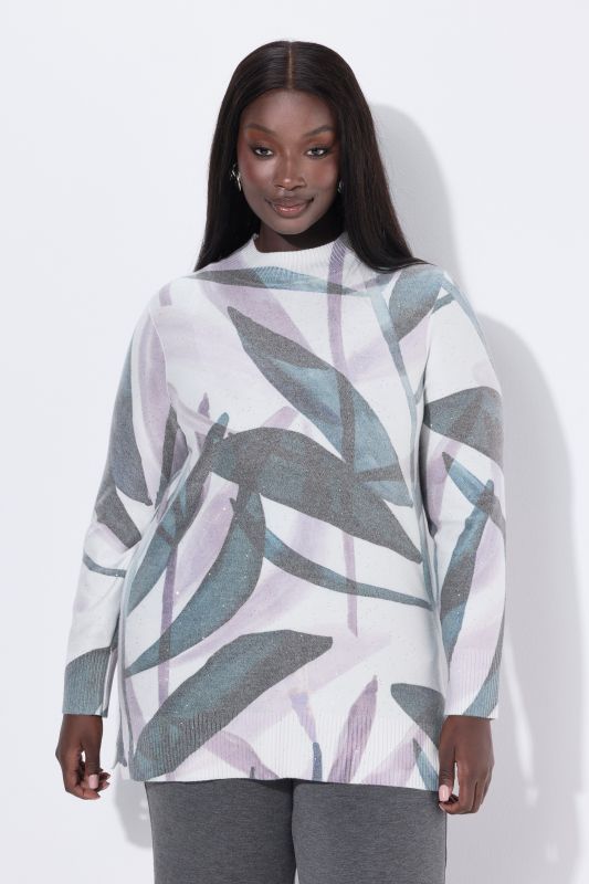 Пуловер с листов принт