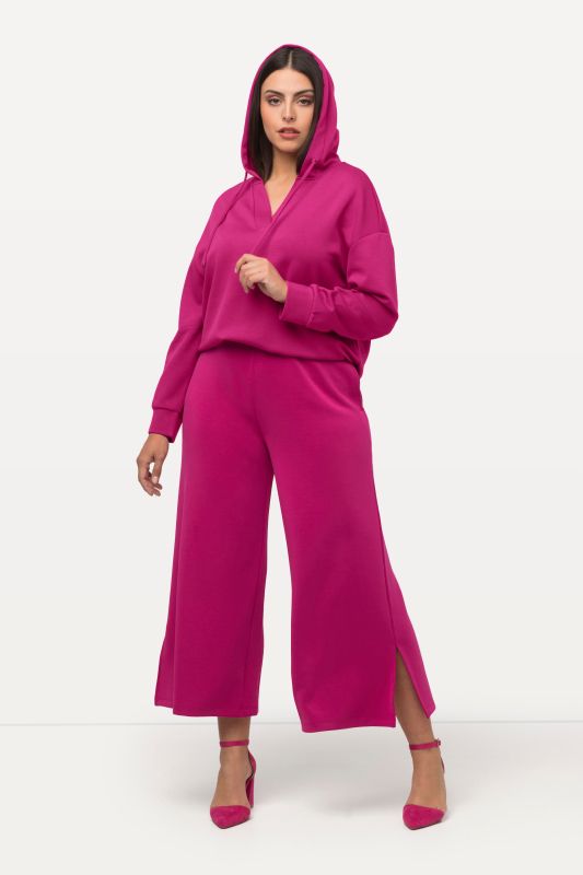 Cropped Wide Leg Elastic Waistband Pants