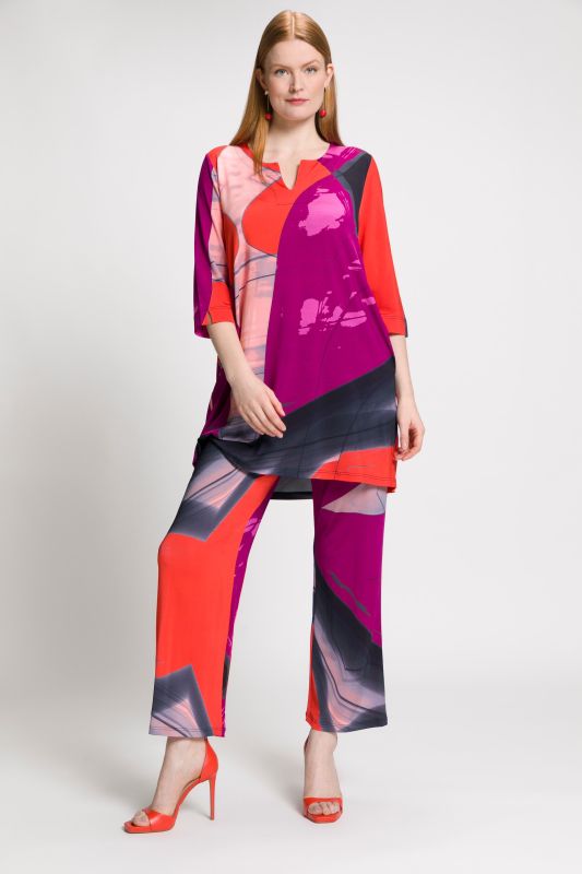 Панталон от еластично трико с модерна арт щампа и ластик на талията