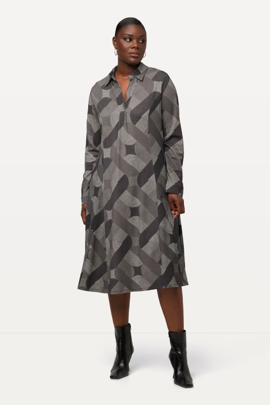 Geometric Punto di Roma Midi Dress