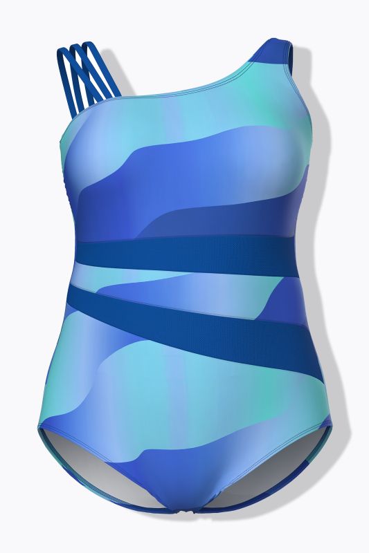 Ombre Wave Split Strap One Piece Swimsuit