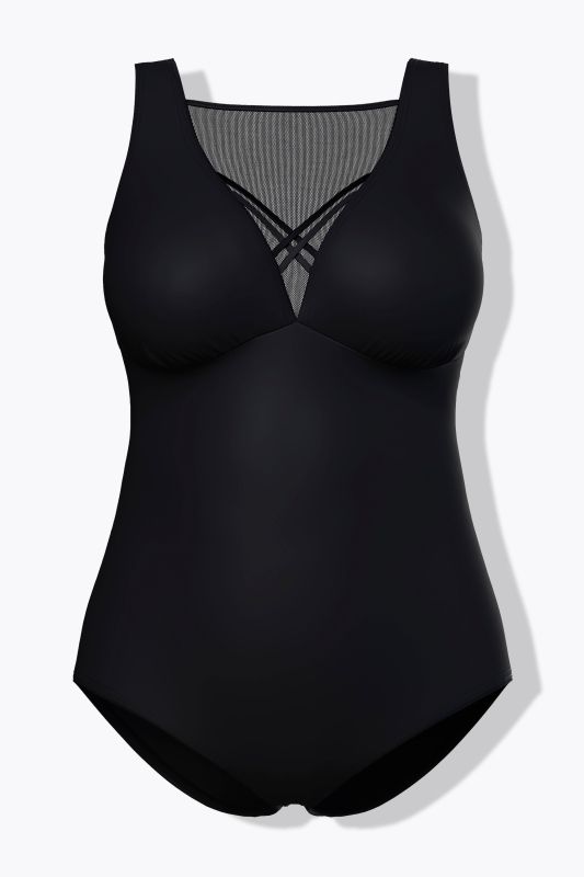Strappy Mesh Panel One Piece Swimsuit
