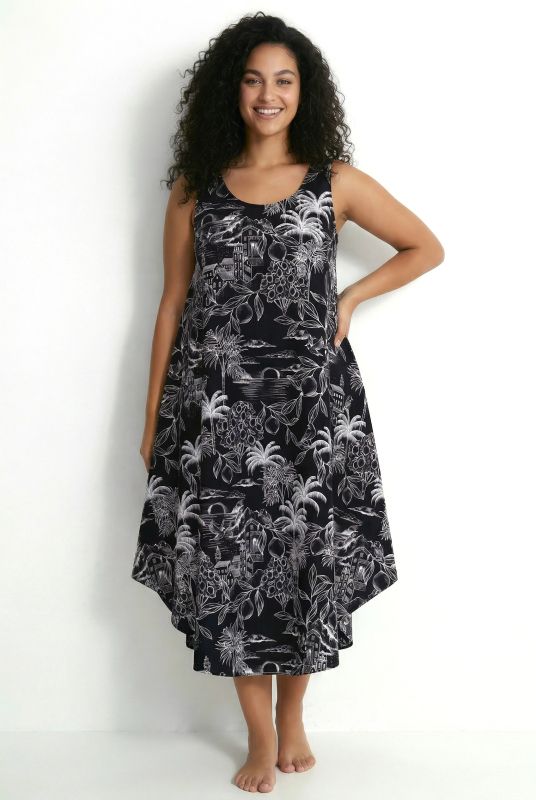 Landscape Print Sleeveless A-Line Dress