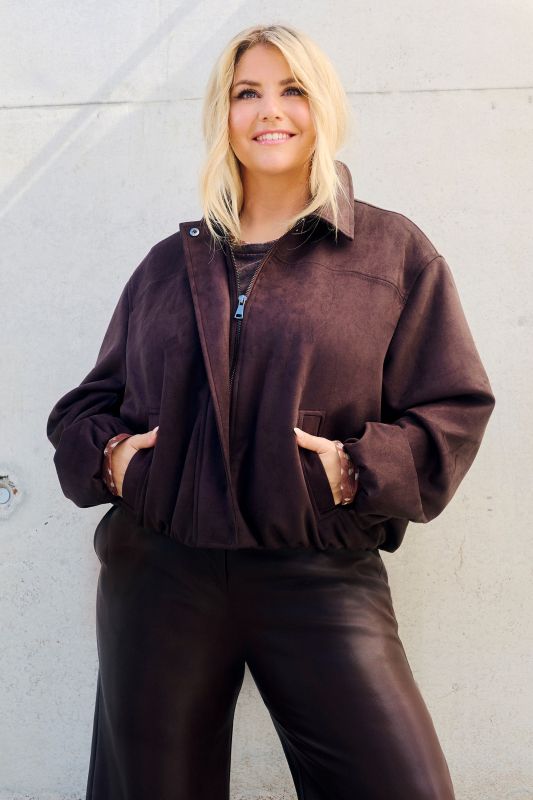 Faux Suede Blouson Jacket