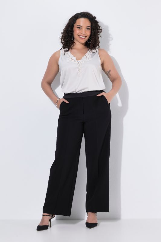 Satin Side Stripe Elastic Waist Pants