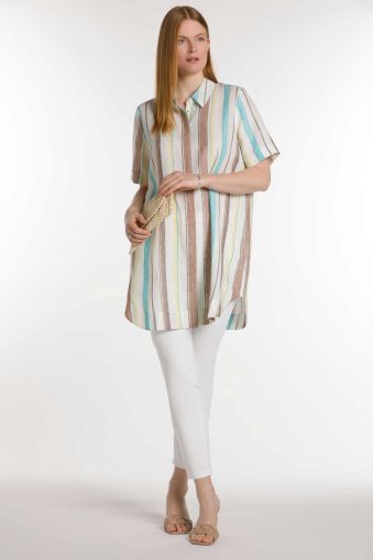 Блуза с принт на цветни ивици