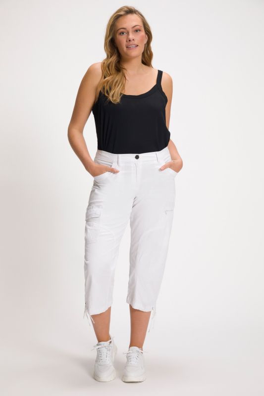 Stretch Cotton Cargo Crop Pants