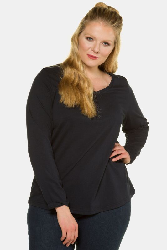 Basic Long Sleeve Round Neck Henley Tee