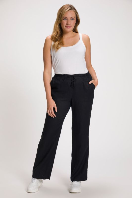 Drawstring Elastic Waist Mary Fit Linen Pants