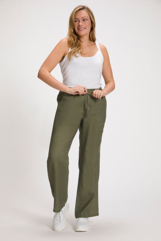 Drawstring Elastic Waist Mary Fit Linen Pants