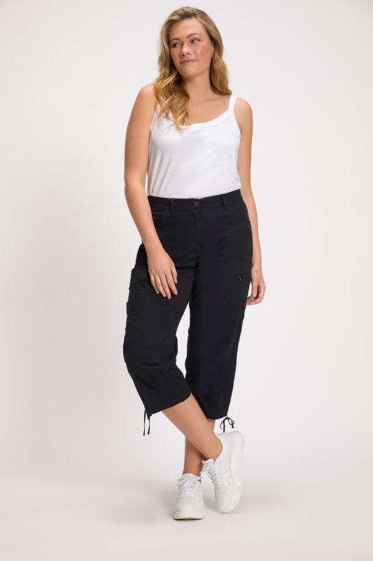 Stretch Cotton Cargo Crop Pants