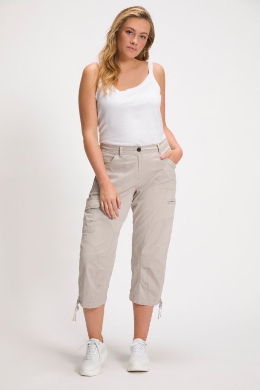 Stretch Cotton Cargo Crop Pants