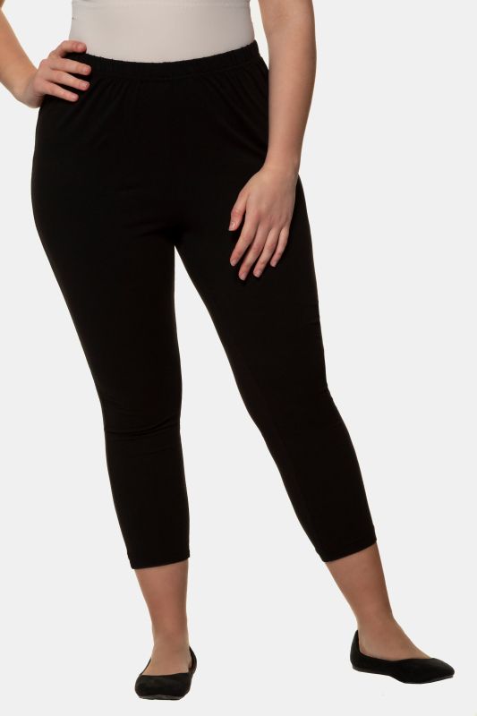 Stretch Knit Cropped Elastic Waist Leggings