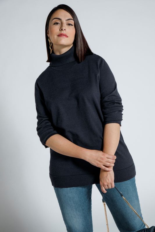 Turtleneck Ribbed Trim Long Sleeve Sweater