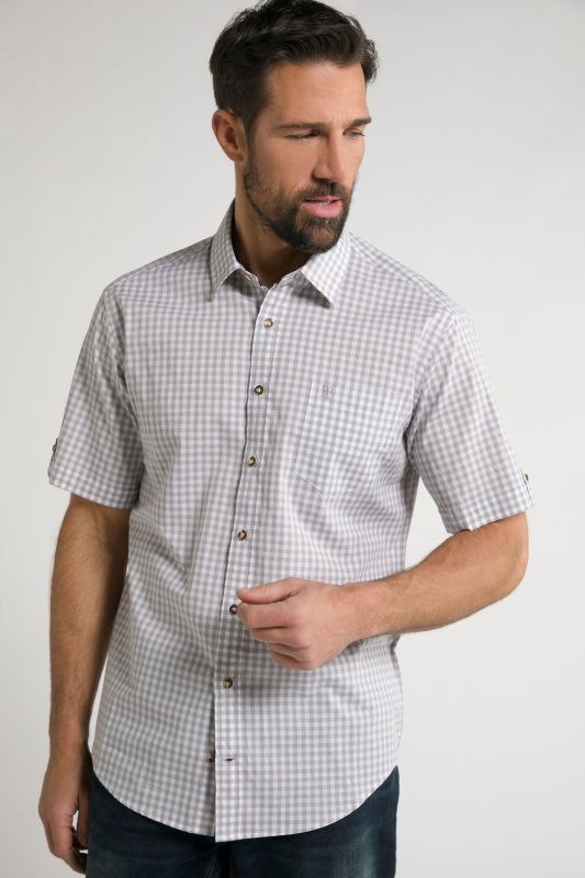 Short Sleeve Check Print Traditional Shirt