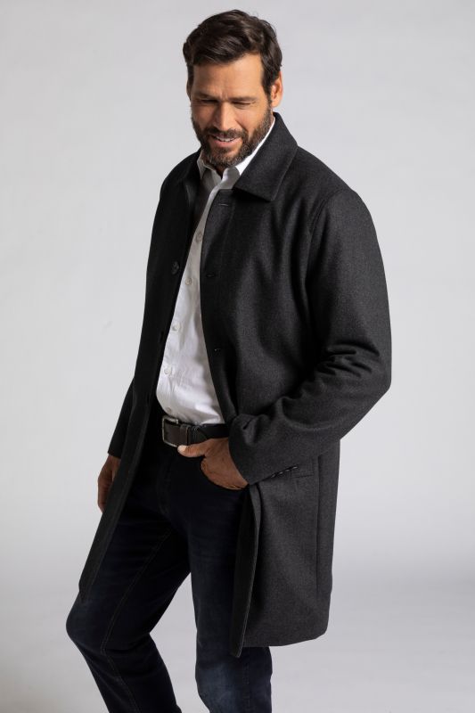 Wool-blend coat, water-repellent, shirt collar, up to 8 XL