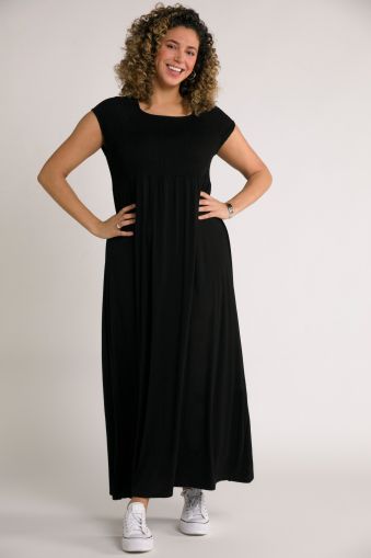 Solid Smocked Bodice Stretch Knit Maxi Dress