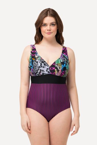 Mixed Print One Piece Swimsuit