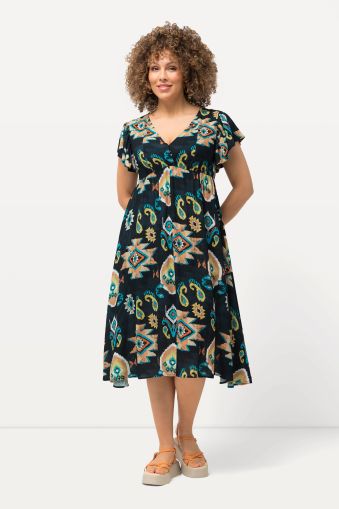 Paisley Print Cap Sleeve Dress