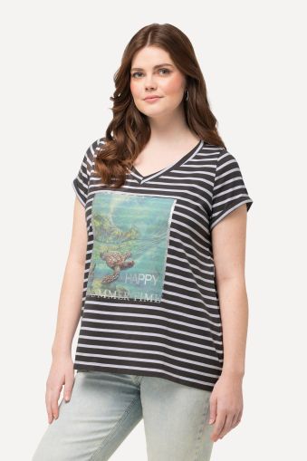 Striped Turtle short Sleeve Graphic Tee