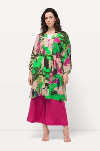 Tropical Leaf 3/4 Sleeve Kimono