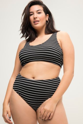 Bikini briefs, high waist, stripes, stretch structure