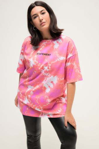 T-shirt, oversized, batik print, statement, round neck, short sleeve