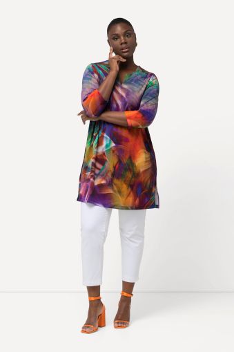 Abstract Print 3/4 Sleeve Knit Tunic