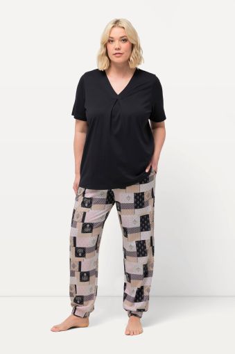 Patchwork Print Pajama Set