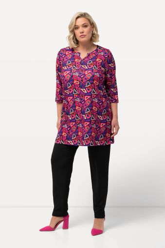 Matte Jersey Graphic Print Swing Vented Tunic