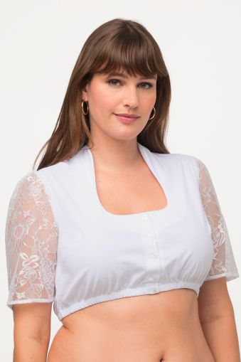 Square Neck Lace Sleeve Dirndl Blouse