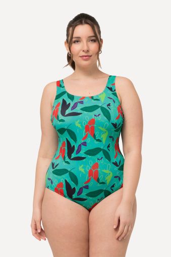 Colorful Leaf Print One Piece Swimsuit