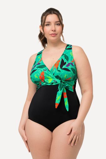 Colorful Leaf Halter Neck One Piece Swimsuit