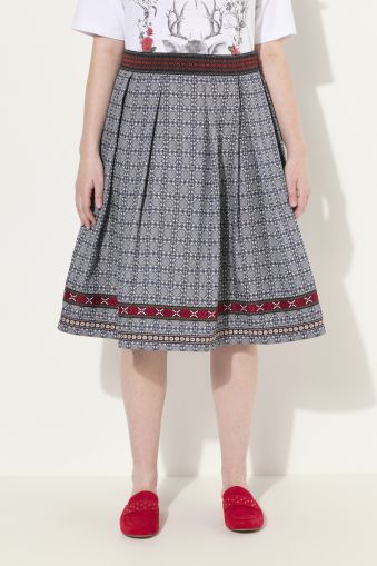 Traditional Jacquard Elastic Waist Skirt