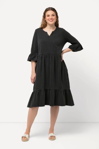 Flounce Panel 3/4 Sleeve Jersey Dress