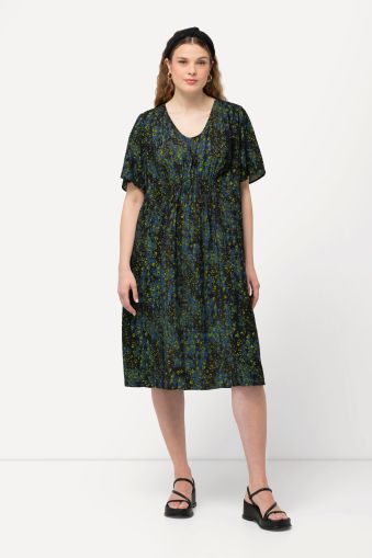 Speckled Smock Waist Short Sleeve Dress