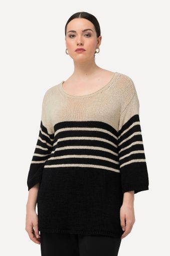 Chunky Striped 3/4 Sleeve Sweater