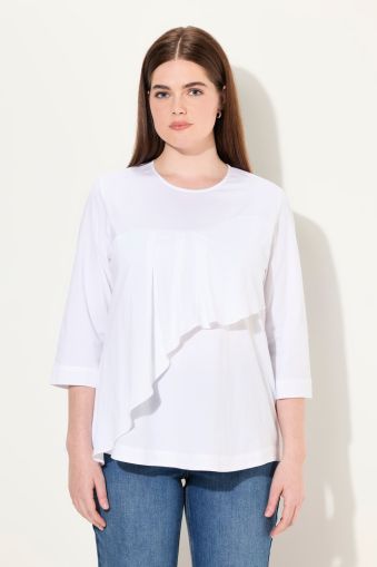 Eco Cotton Flounce Panel 3/4 Sleeve Blouse