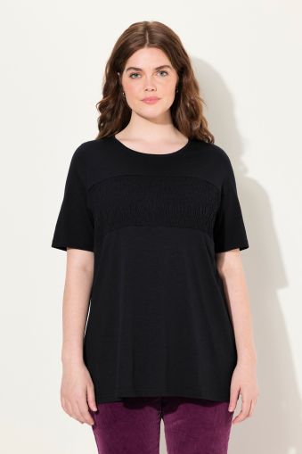 Eco Cotton Smocked Panel Short Sleeve Tee